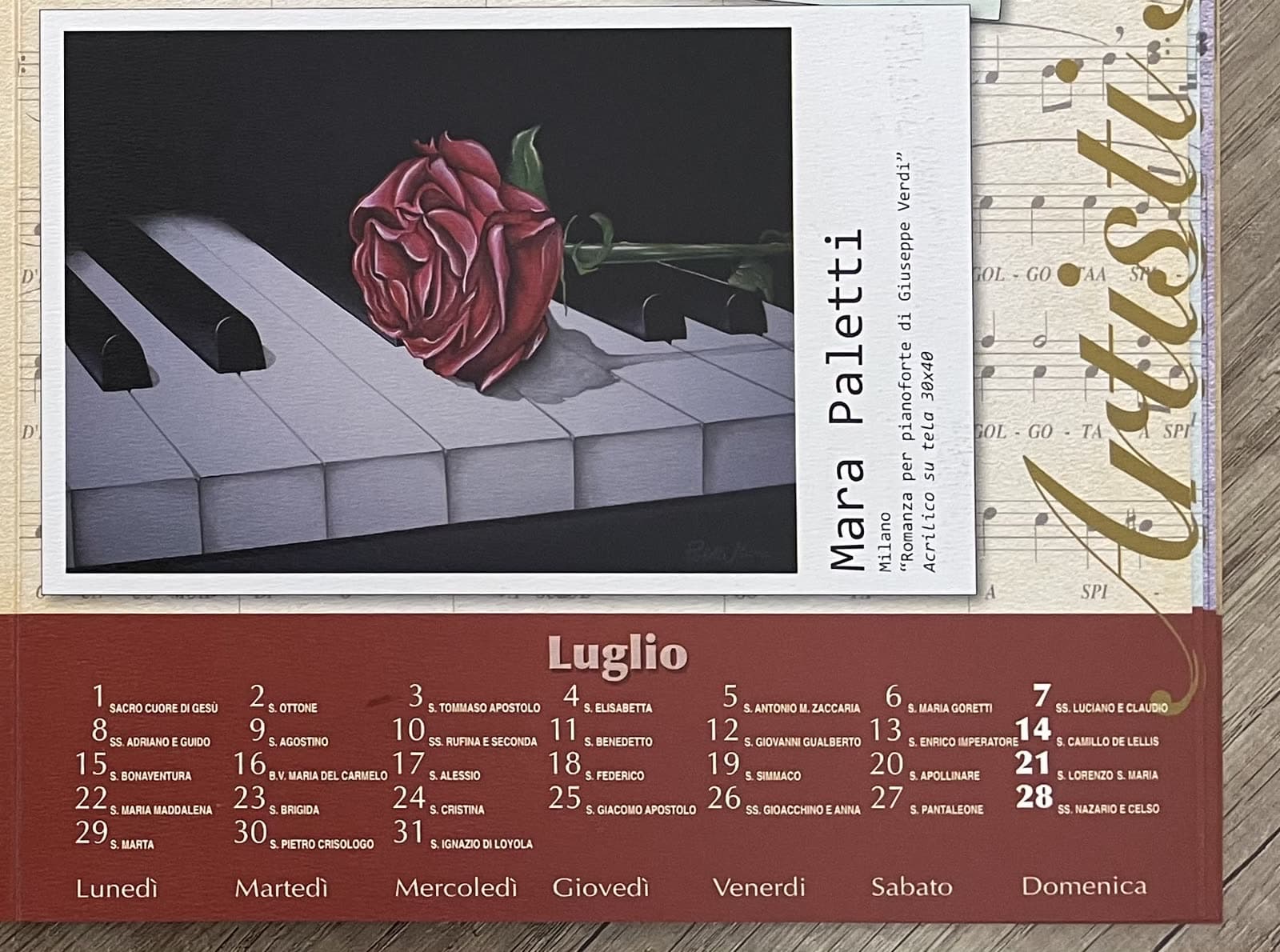 «Romanza per pianoforte di Giuseppe Verdi», pagina di luglio